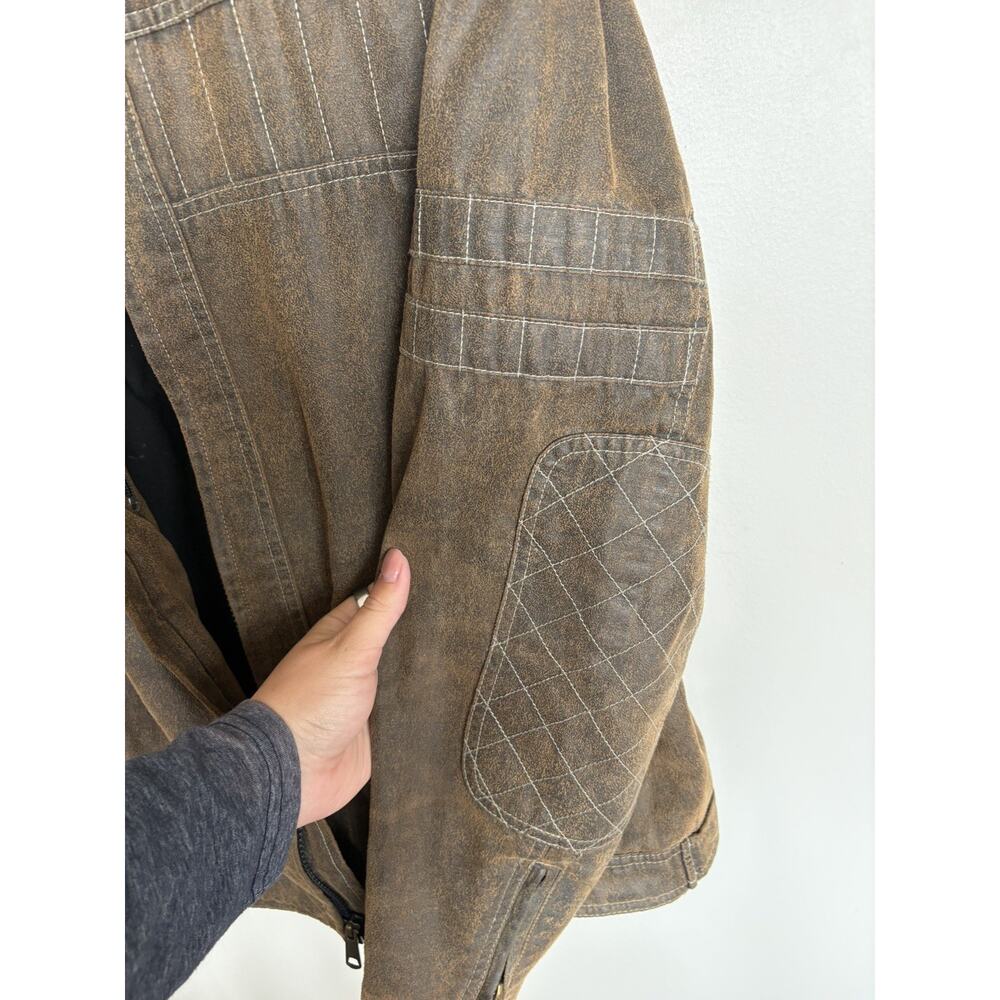 Vintage 1990s Harley Davidson Motorcycles jacket brown Military MC- M - Picture 7 of 12